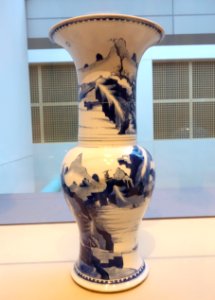 Vase with figures in landscapes, China, Jingdezhen, Jiangxi province, Qing dynasty, Kangxi emperor, porcelain with underglaze blue - Asian Art Museum of San Francisco - DSC01366
