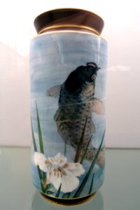 Vase with Japanese wild carp, form by Arnold Emil Krog and Soren Bech Jacobsen, 1887, decor by August F. Hallin, 1888, Konigliche Porzellanmanufaktur Kopenhagen, porcelain - Bröhan Museum, Berlin - DSC04071