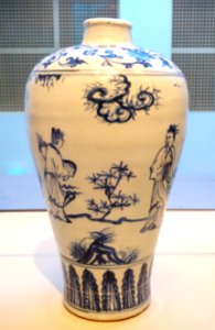 Vase with scholars going to a gathering, China, Jingdezhen, Jiangxi province, Ming dynasty, Tianshun emperor, porcelain with underglaze blue - Asian Art Museum of San Francisco - DSC01371
