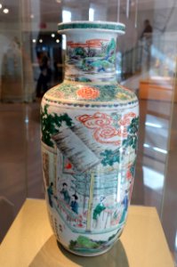 Vase with scenes of rice cultivation and silk production, view 2, Jingdezhen, China, Qing dynasty, Kangxi period, 1662-1722, porcelain, overglaze enamel, gilding - Peabody Essex Museum - Salem, MA - DSC05117
