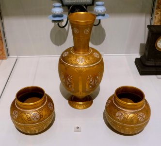 Vases with Celtic motifs, c. 1900, Caneware with raised gilding - Wedgwood Museum - Barlaston, Stoke-on-Trent, England - DSC09722