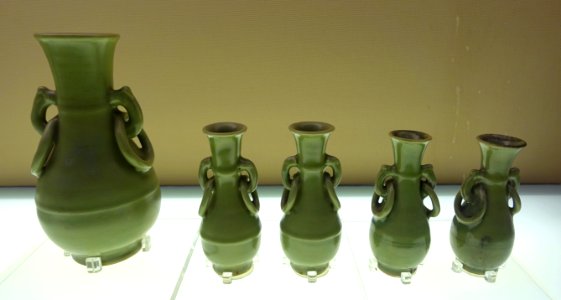 Vases with two earrings, Longquan kiln, China, Ming dynasty, 1368-1644 AD, celadon glaze - Sichuan Provincial Museum - Chengdu, China - DSC04139