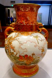 Vases with Dragon Handles, 1 of 2, by Shimizu Seikan, c. 1877, ceramic with overglaze enamel and gold - Tokyo National Museum - Tokyo, Japan - DSC09307