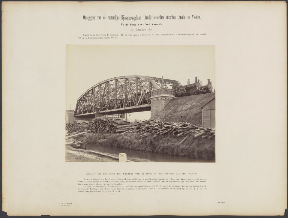 Vaste brug over het kanaal. Gezicht op de brug tijdens de beproeving. Gezicht ui, Bestanddeelnr 707