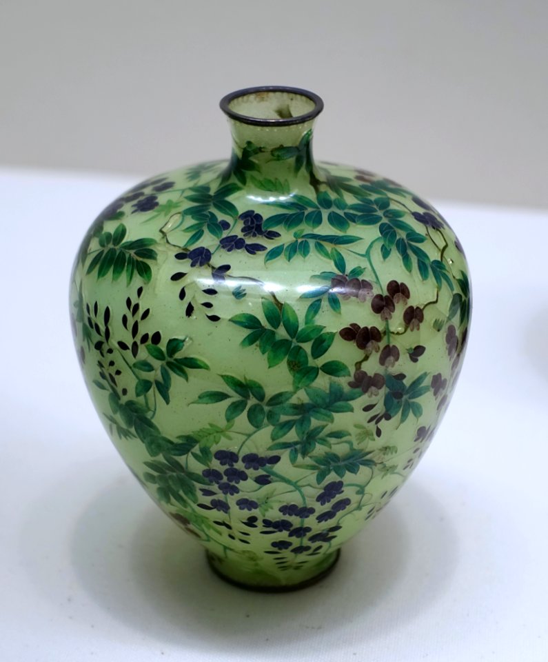 Vase, Japan, Meiji period, late 1800s AD, enamel with silver - Dallas Museum of Art - DSC05126