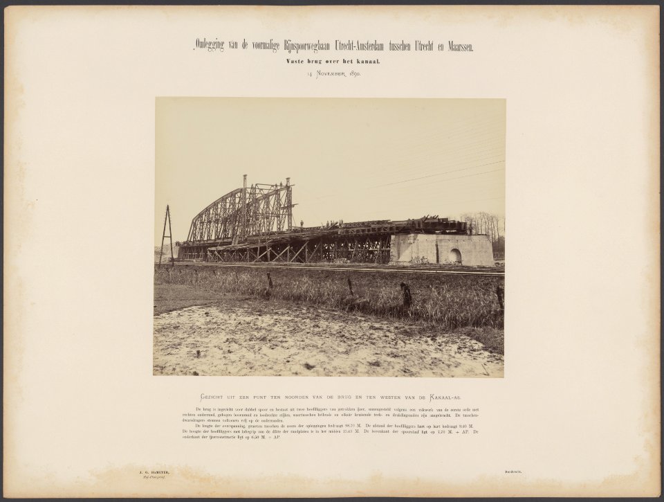 Vaste brug over het kanaal. Gezicht uit een punt ten noorden van de brug en ten , Bestanddeelnr 228