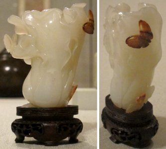 Vase with cabbage and butterflies, China, 19th century, nephrite, Honolulu Museum of Art photo