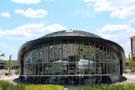 Vaughan Metropolitan Centre station exterior, July 2018