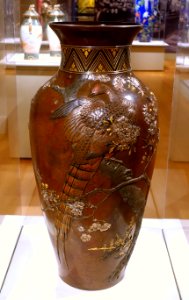 Vase by Sugiura Yukimune and Yamamoto Koichi, for Kiryu Kosho Kaisha Company, early 1880s AD, bronze, gold, silver, copper - Peabody Essex Museum - DSC07809