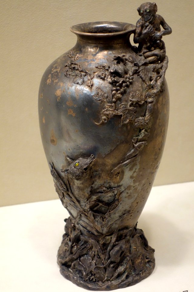Vase by Maria Longworth Nichols Storer, c. 1898, copper and silver electroplated on tin and semiprecious stones - Cincinnati Art Museum - DSC03077