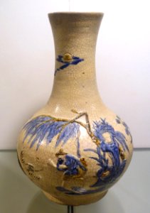 Vase decorated with Fisherman Benefits legend, Bat Trang ceramic - Nguyen dynasty, 19th century AD - Vietnam National Museum of Fine Arts - Hanoi, Vietnam - DSC05328 photo