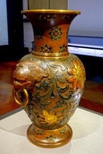 Vase by Sekizawa Uichi (1838-1893), 1892 World's Columbian Exposition, auspicious floral arabesque design - Tokyo National Museum - Tokyo, Japan - DSC09243