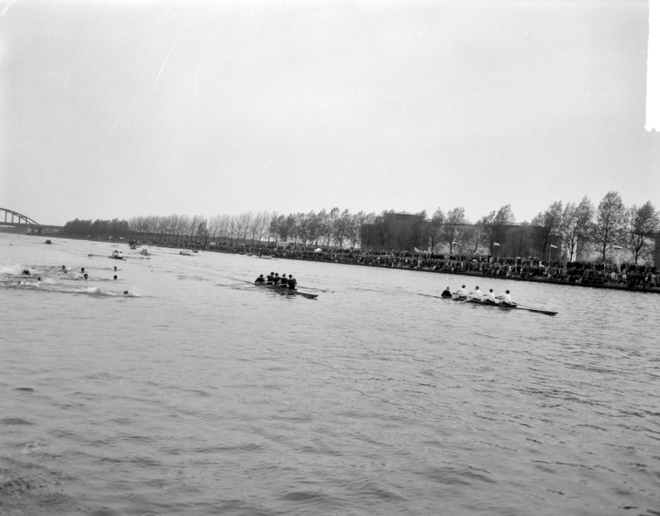Varsity op het Amsterdams Rijnkanaal , overzicht finish, Bestanddeelnr 915-1264