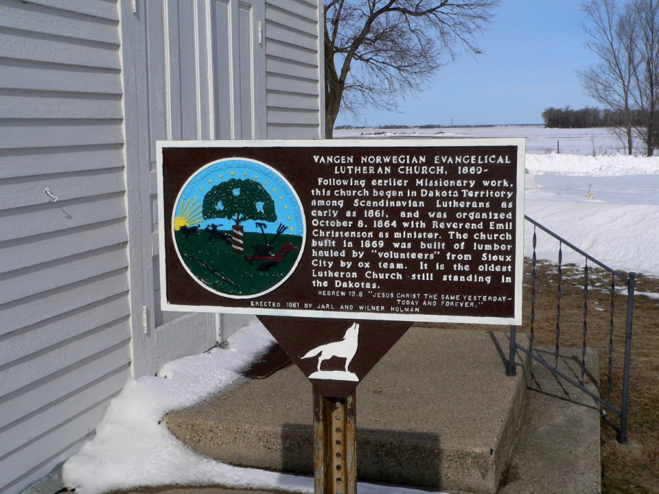 Vangen Norwegian Evangelical Lutheran Church plaque