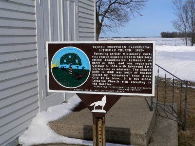 Vangen Norwegian Evangelical Lutheran Church plaque