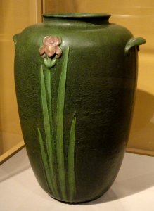 Vase, modeled by Annie V. Lingley, Grueby Faience Company, Boston, c. 1901, glazed earthenware - Hood Museum of Art - DSC09245