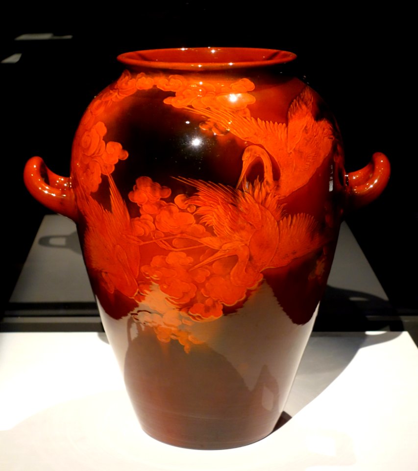 Vase by Albert Robert Valentien, Rookwood Pottery Company, 1893, earthenware with mahogany glaze line - Cincinnati Art Museum - DSC03022