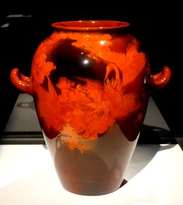 Vase by Albert Robert Valentien, Rookwood Pottery Company, 1893, earthenware with mahogany glaze line - Cincinnati Art Museum - DSC03022