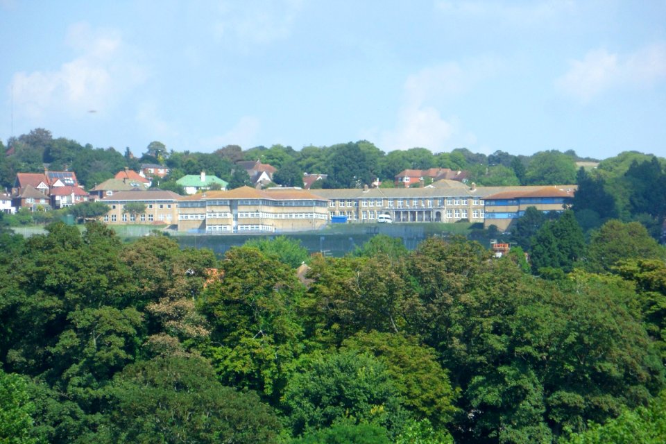 Varndean School, Stringer Way, Brighton (August 2013, seen from from Highcroft Villas, Prestonville)