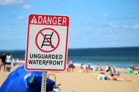 Unguarded Waterfront Sign