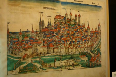 Ulman Stromer's paper mill, engraving from Nuremburg Chronicles - Robert C. Williams Paper Museum - DSC00484
