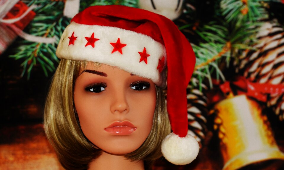 Santa hat face young