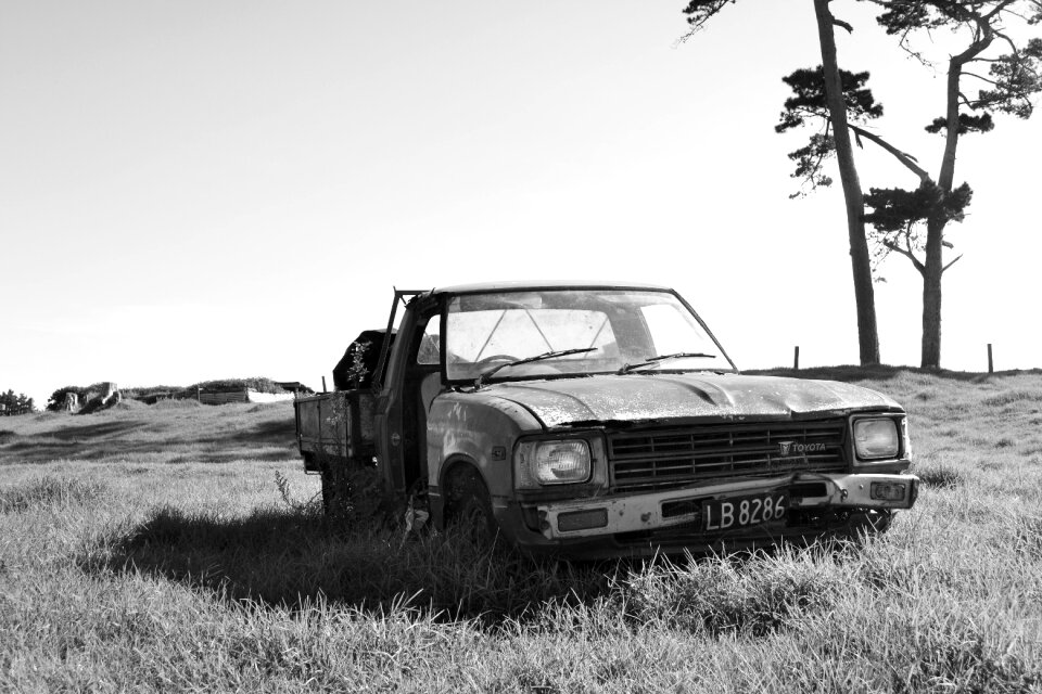Rusty ute monochrome
