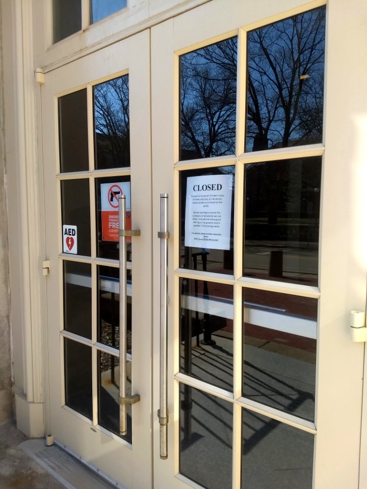 UIUC Library COVID sign