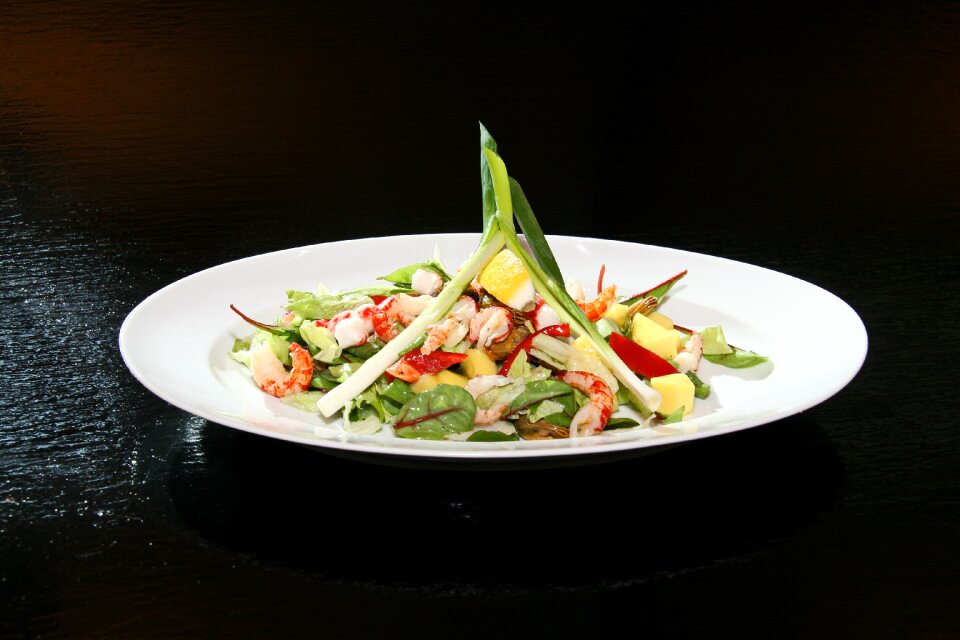 Spring onions mixed salad crayfish
