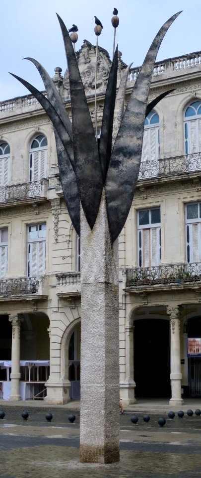 Unidentified sculpture installed in Plaza Vieja, Havana