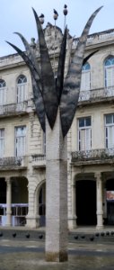 Unidentified sculpture installed in Plaza Vieja, Havana