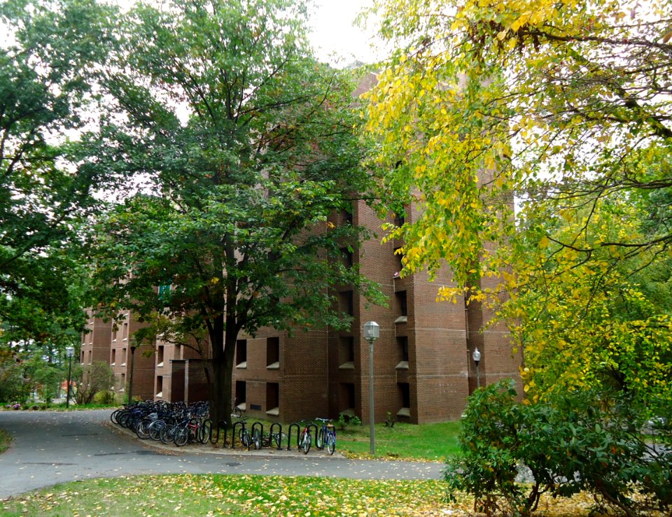 University of Massachusetts at Amherst dormitory in early autumn
