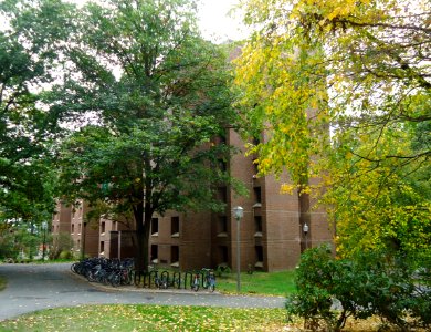 University of Massachusetts at Amherst dormitory in early autumn