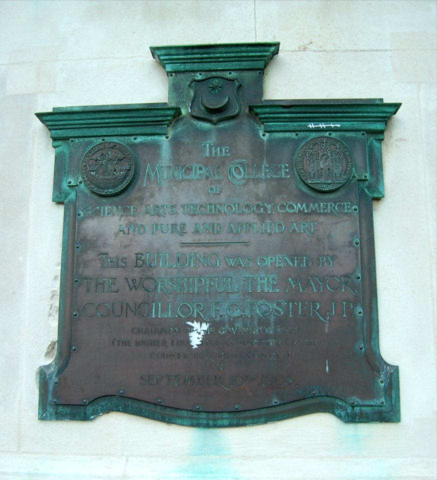 University of Portsmouth (Park Building), King Henry I Street, Portsmouth (November 2017) (Plaque)