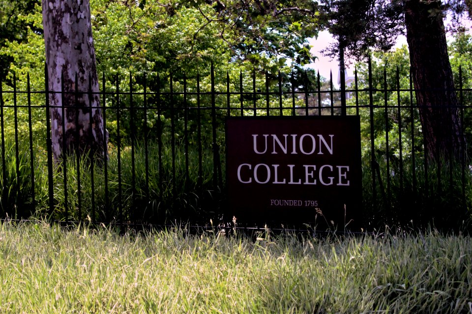 Union College sign on Nott Street in Schenectady, New York