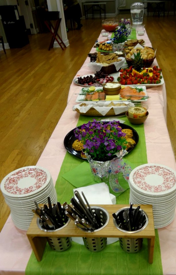 Unitarian church table with food after the service