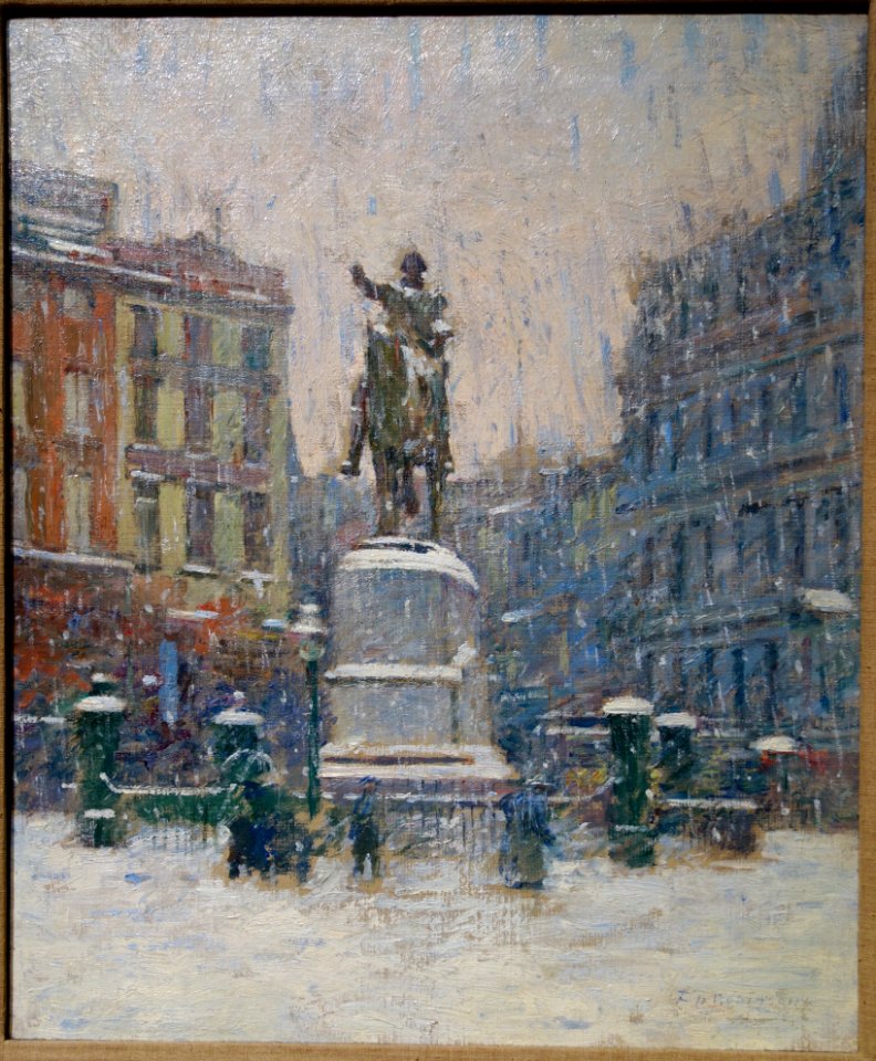 Union Square, New York (Snowy Morning, Union Square) by Theodore Robinson, 1895, oil on canvas - New Britain Museum of American Art - DSC09562