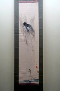 Ubume, ghost of a woman who died in pregnancy or child birth, carrying a baby, by Ito Seiu - Edo-Tokyo Museum - Sumida, Tokyo, Japan - DSC06854