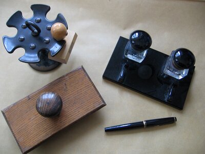 Wooden stamp office ink jar