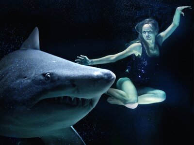Underwater sea shark attack
