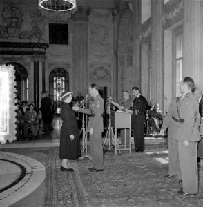 Uitreiking onderscheiding Prins Bernhard Koninklijk Paleis Amsterdam, Bestanddeelnr 905-6894