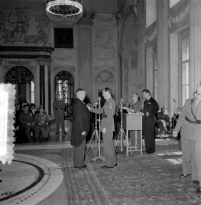 Uitreiking onderscheiding Prins Bernhard Koninklijk Paleis Amsterdam, Bestanddeelnr 905-6893