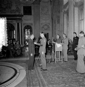Uitreiking onderscheiding Prins Bernhard Koninklijk Paleis Amsterdam, Bestanddeelnr 905-6907
