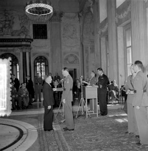 Uitreiking onderscheiding Prins Bernhard Koninklijk Paleis Amsterdam, Bestanddeelnr 905-6895
