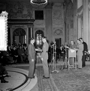 Uitreiking onderscheiding Prins Bernhard Koninklijk Paleis Amsterdam, Bestanddeelnr 905-6908