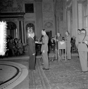 Uitreiking onderscheiding Prins Bernhard Koninklijk Paleis Amsterdam, Bestanddeelnr 905-6905