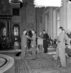 Uitreiking onderscheiding Prins Bernhard Koninklijk Paleis Amsterdam, Bestanddeelnr 905-6897