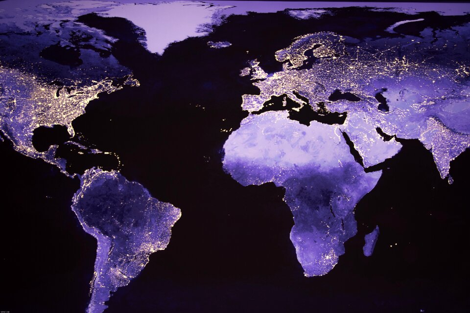 Lights night continents