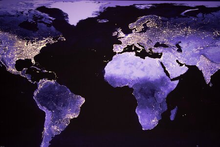 Lights night continents