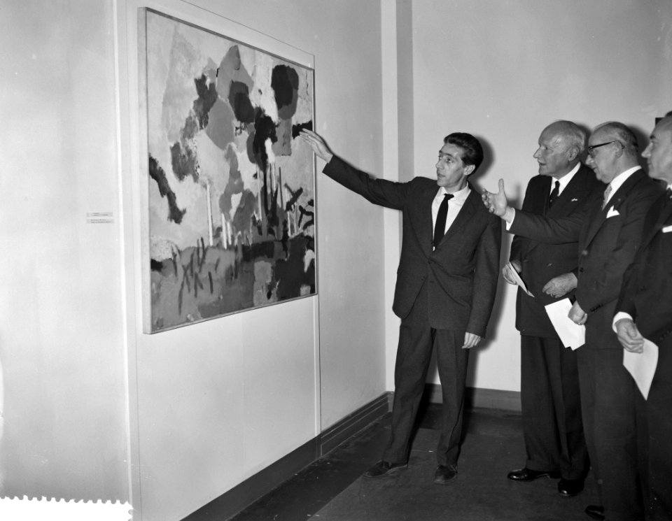 Uitreiking prijs Schilderprijsvraag t.g.v. 60 jaar Verbond Nederlandse Werkgever, Bestanddeelnr 910-7858